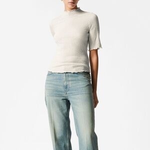 Stockholm Atelier & Other stories Crinkled Lettuce-Edge Ivory Top